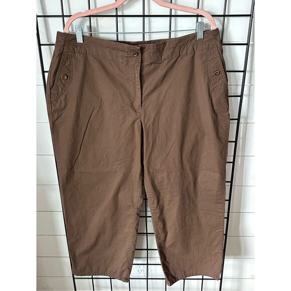 Talbots Cropped Capri Pants‎ Womens 16 Brown Summer Cottage Coastal Boho - Picture 5 of 11